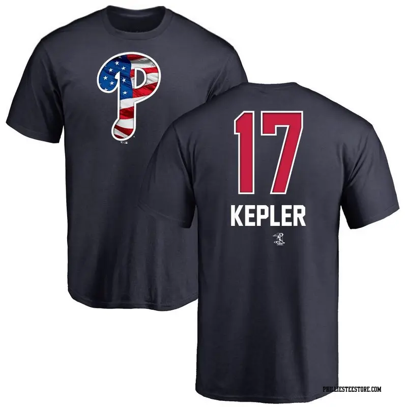 Men's Philadelphia Phillies ＃17 Max Kepler Navy Name and Number Banner Wave T-Shirt