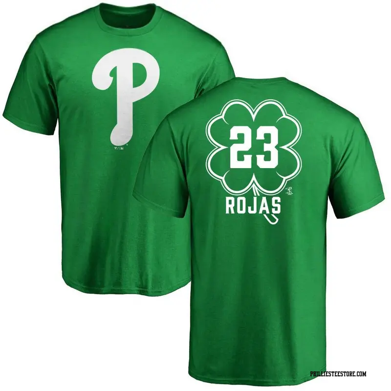 Men's Philadelphia Phillies ＃23 Johan Rojas Green Dubliner Name & Number T-Shirt Kelly