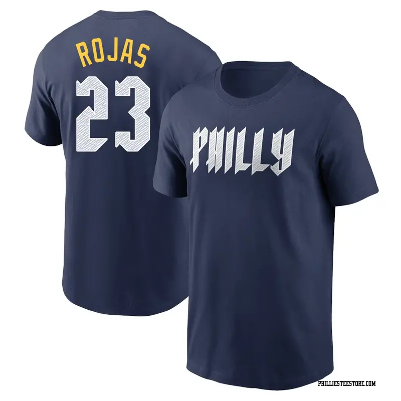 Men's Philadelphia Phillies ＃23 Johan Rojas Navy 2024 City Connect Fuse Name & Number T-Shirt