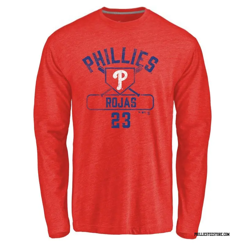 Men's Philadelphia Phillies ＃23 Johan Rojas Red Base Runner Long Sleeve T-Shirt