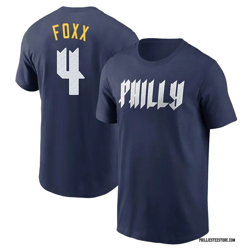 Men's Philadelphia Phillies ＃4 Jimmy Foxx Navy 2024 City Connect Fuse Name & Number T-Shirt
