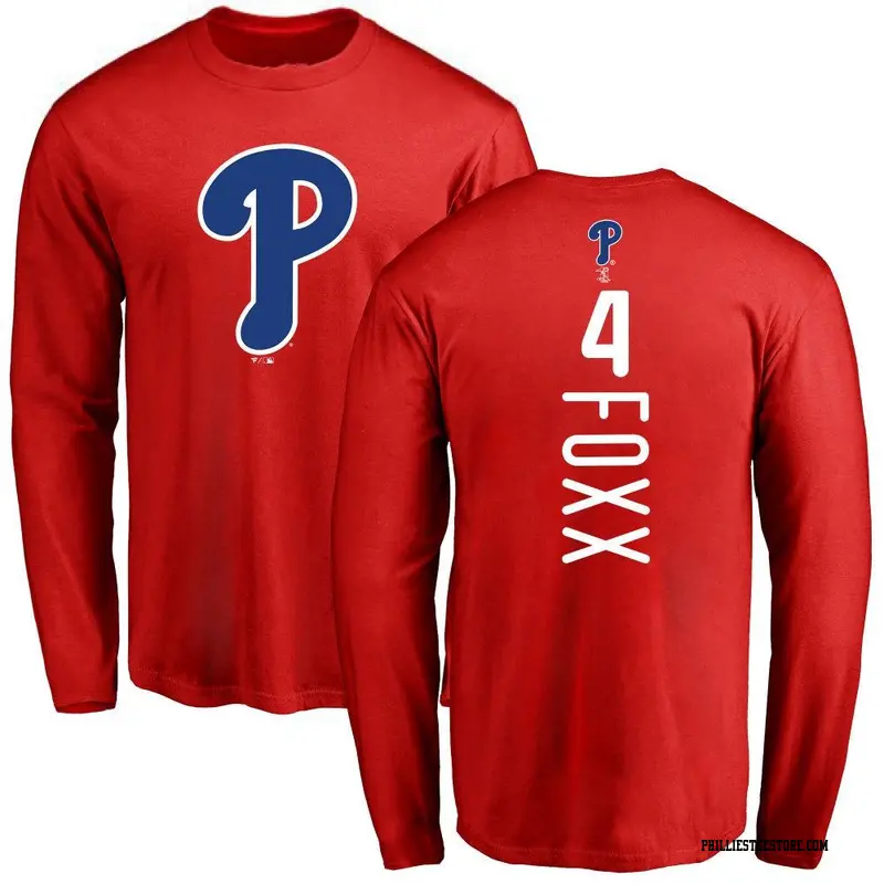 Men's Philadelphia Phillies ＃4 Jimmy Foxx Red Backer Long Sleeve T-Shirt