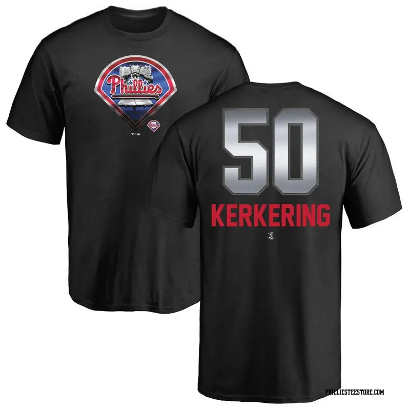 Men's Philadelphia Phillies ＃50 Orion Kerkering Black Midnight Mascot T-Shirt