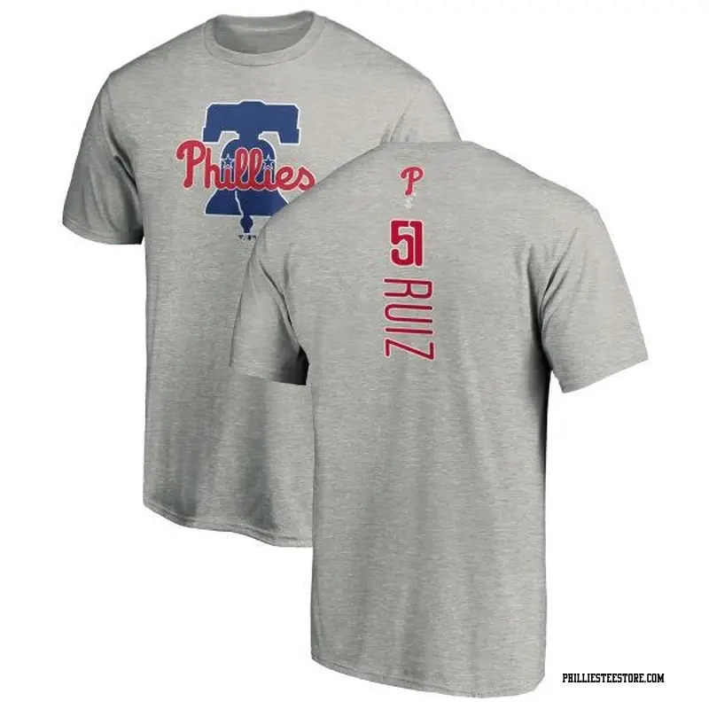 Men's Philadelphia Phillies ＃51 Carlos Ruiz Ash Backer T-Shirt