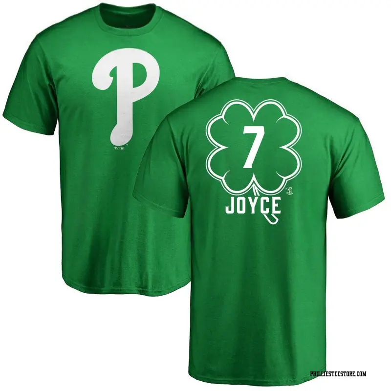 Men's Philadelphia Phillies ＃7 Matt Joyce Green Branded Dubliner Name & Number T-Shirt Kelly