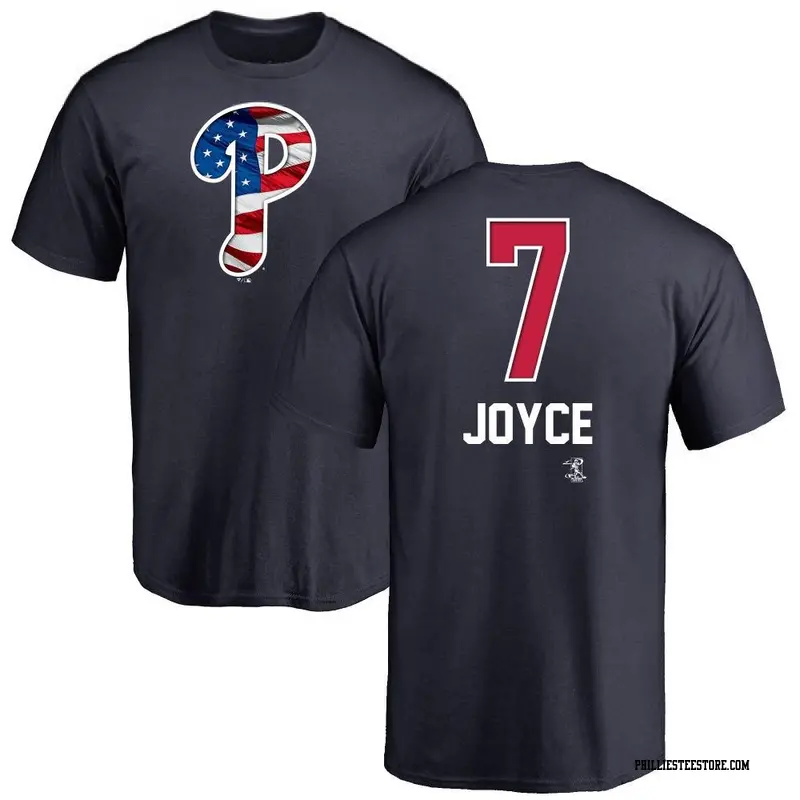 Men's Philadelphia Phillies ＃7 Matt Joyce Navy Branded Name and Number Banner Wave T-Shirt