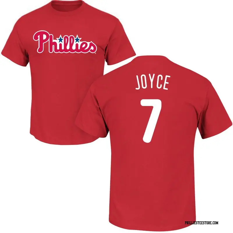Men's Philadelphia Phillies ＃7 Matt Joyce Red Roster Name & Number T-Shirt
