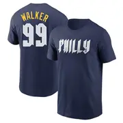 Men's Philadelphia Phillies ＃99 Taijuan Walker Navy 2024 City Connect Fuse Name & Number T-Shirt