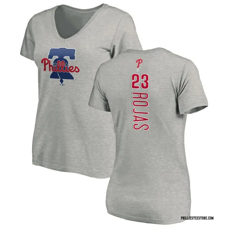 Women's Philadelphia Phillies ＃23 Johan Rojas Ash Backer Slim Fit T-Shirt