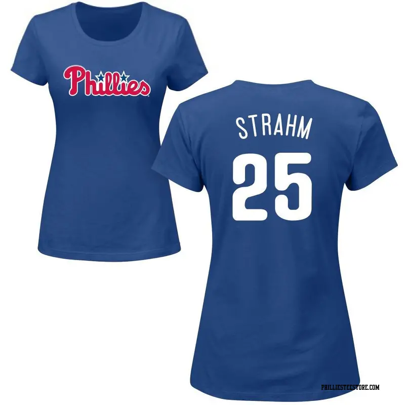 Women's Philadelphia Phillies ＃25 Matt Strahm Royal Roster Name & Number T-Shirt