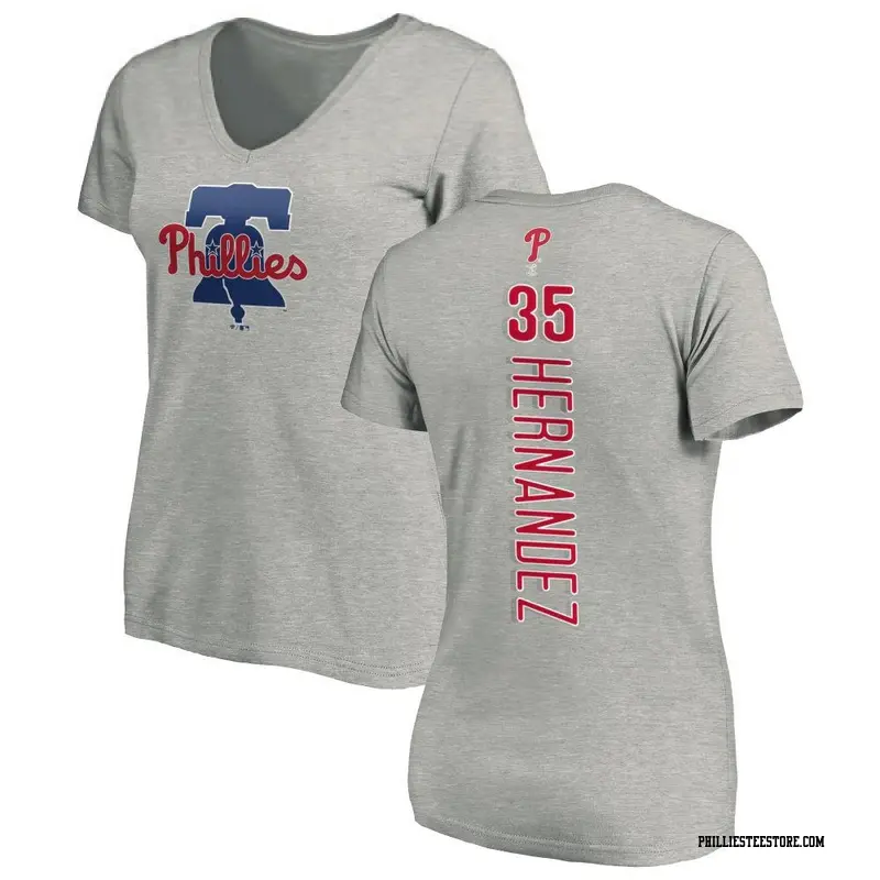 Women's Philadelphia Phillies ＃35 Carlos Hernandez Ash Backer Slim Fit T-Shirt