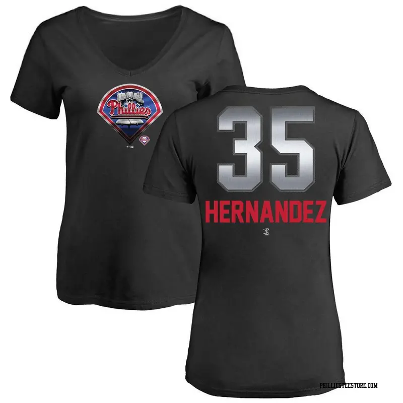 Women's Philadelphia Phillies ＃35 Carlos Hernandez Black Midnight Mascot V-Neck T-Shirt