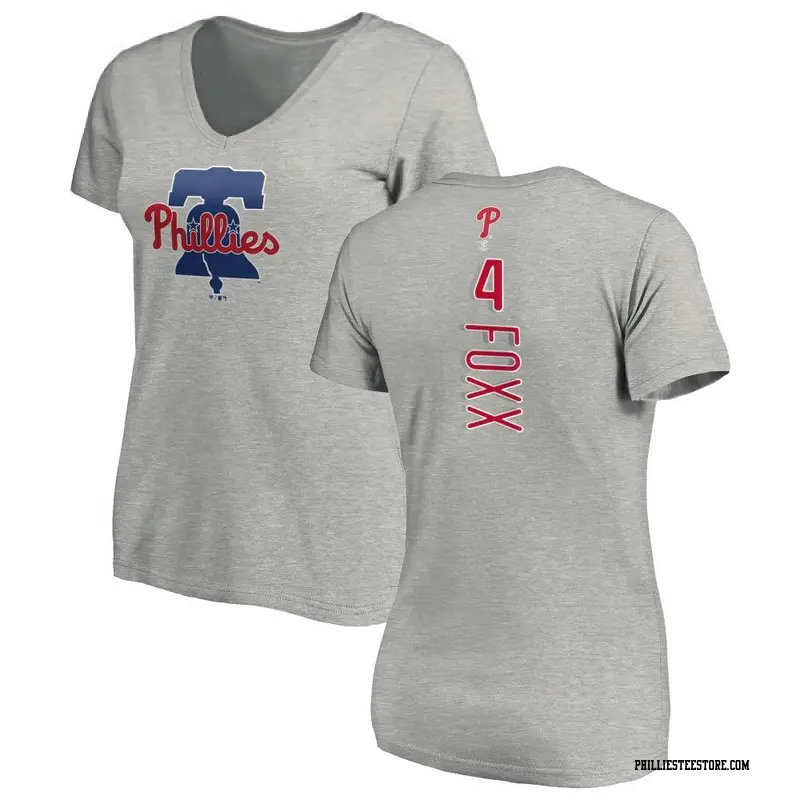 Women's Philadelphia Phillies ＃4 Jimmy Foxx Ash Backer Slim Fit T-Shirt