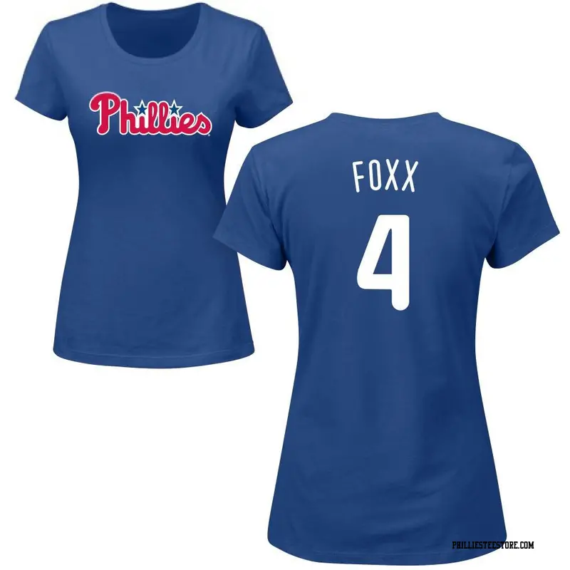 Women's Philadelphia Phillies ＃4 Jimmy Foxx Royal Roster Name & Number T-Shirt