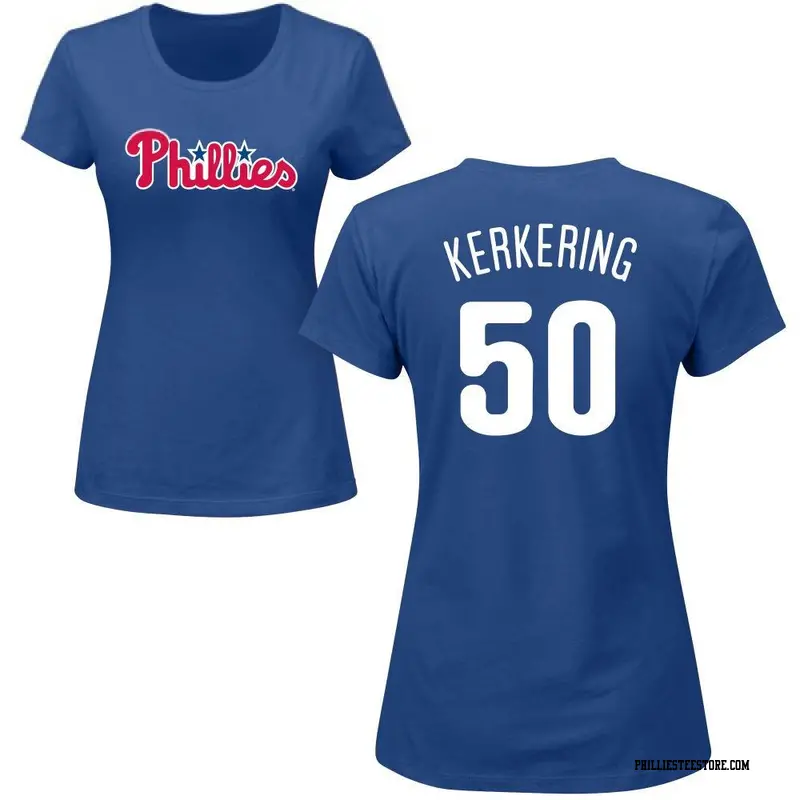 Women's Philadelphia Phillies ＃50 Orion Kerkering Royal Roster Name & Number T-Shirt