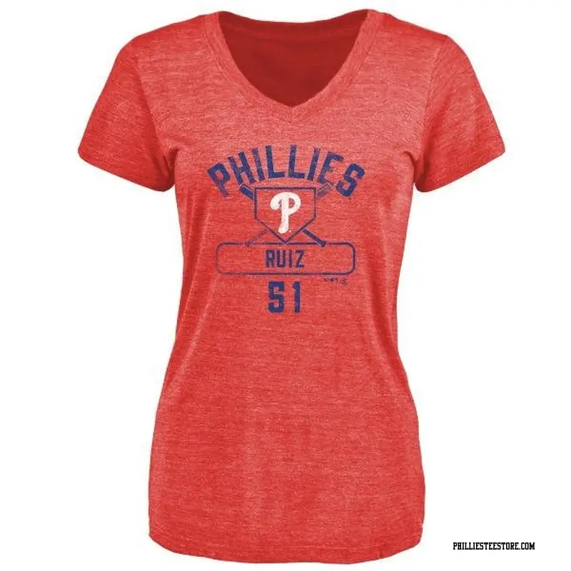 Women's Philadelphia Phillies ＃51 Carlos Ruiz Red Branded Base Runner T-Shirt