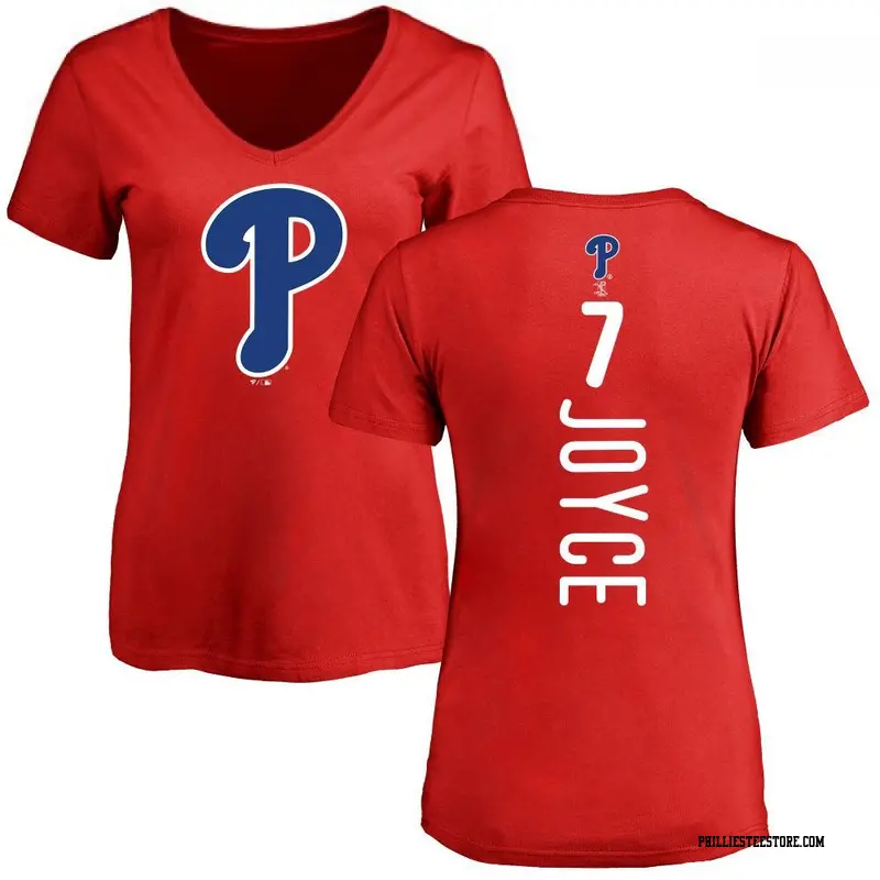 Women's Philadelphia Phillies ＃7 Matt Joyce Red Backer Slim Fit T-Shirt