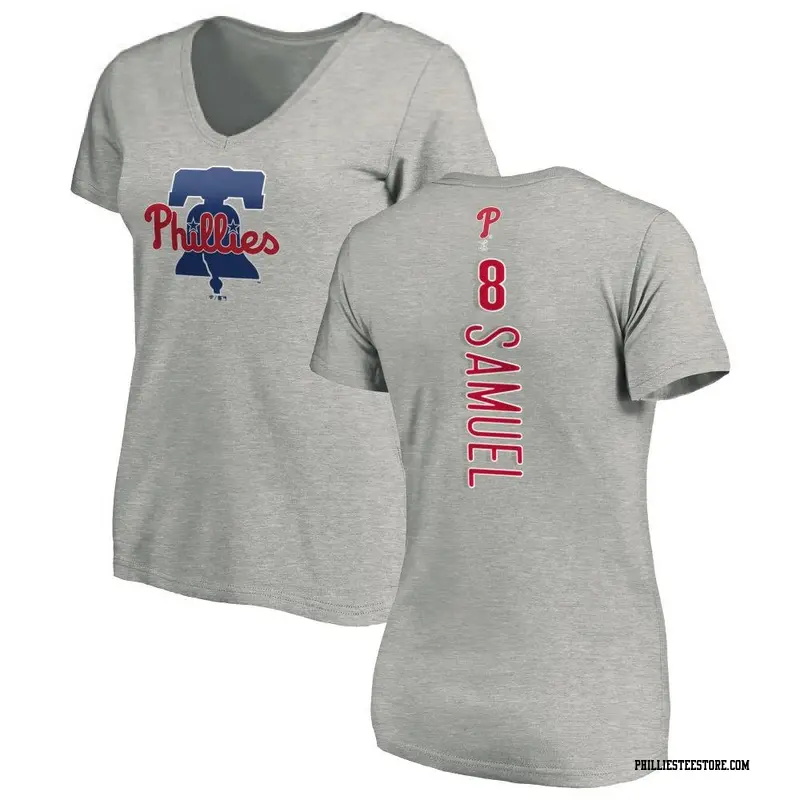 Women's Philadelphia Phillies ＃8 Juan Samuel Ash Backer Slim Fit T-Shirt