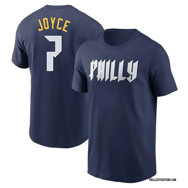 Youth Philadelphia Phillies ＃7 Matt Joyce Navy 2024 City Connect Fuse Name & Number T-Shirt