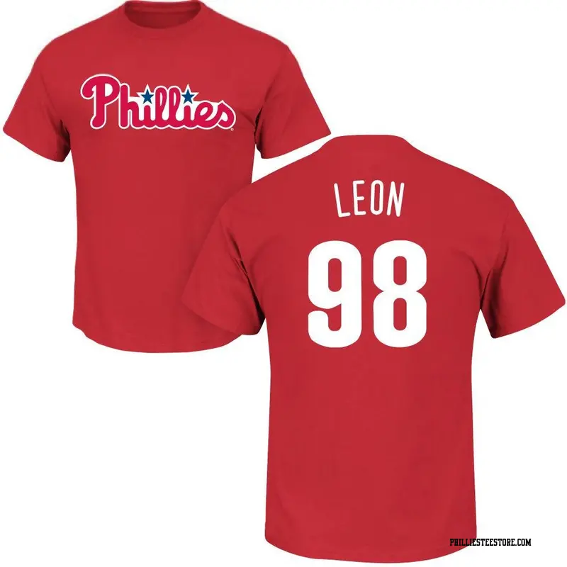 Youth Philadelphia Phillies ＃98 Pedro Leon Red Roster Name & Number T-Shirt
